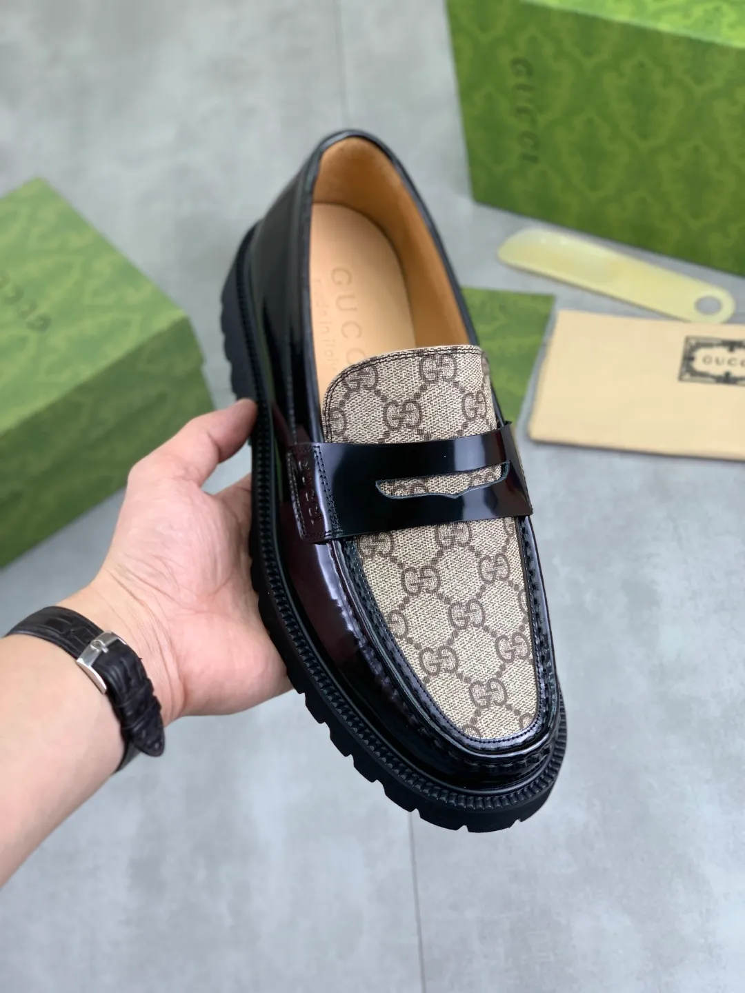 Men's shoes P580💰【New style】🆘Water dyed cowhide lining (GUCCI) Gucci business leather shoes, made of original imported Italian 🇮🇹 open-edge beaded calfskin, fully water-dyed cowhide lining, carefully handmade by professional shoemakers, the original version is specially designed for wear-resistant and lightweight foam outsole. Standard code: 38-45 5️⃣color🉑️select